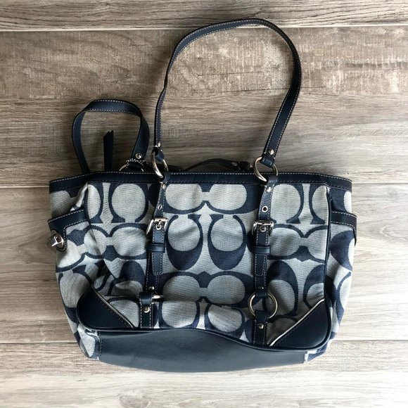 Coach navy blue tote - Picture 2 of 5